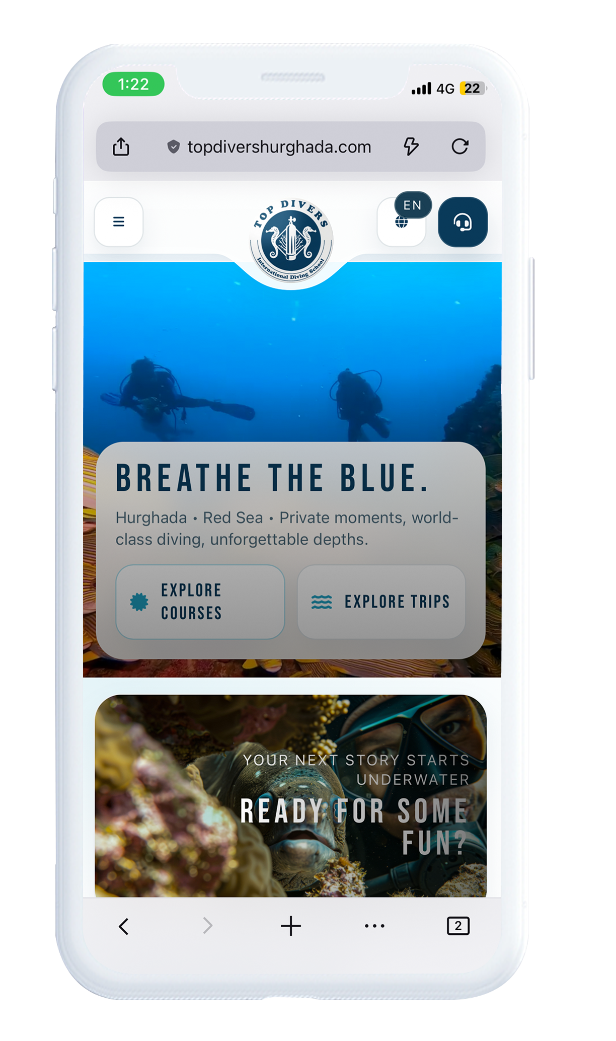 Top Divers — Mobile Home Mockup (1 image)